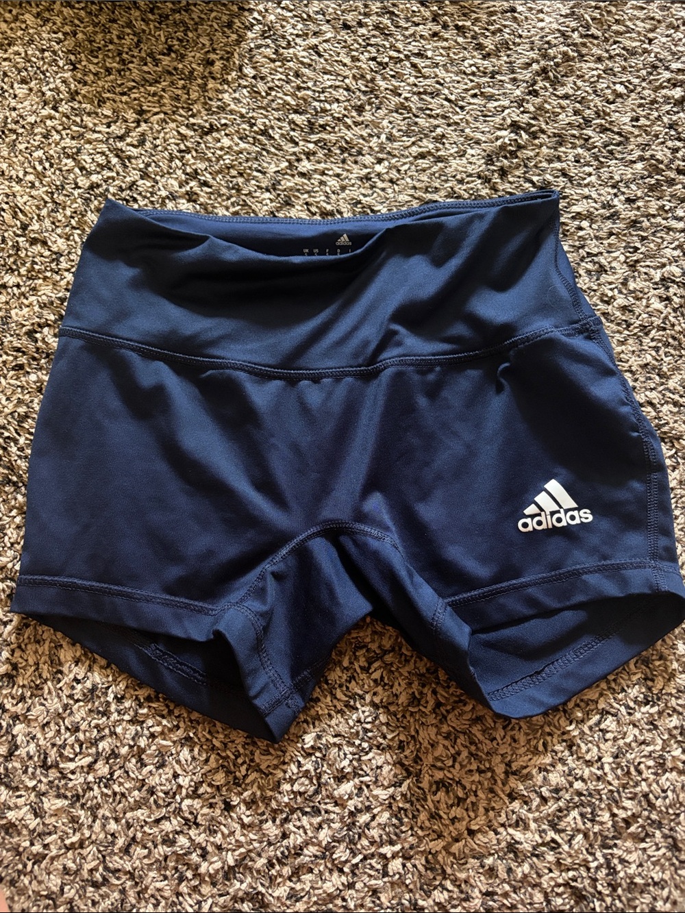 adidas Navy Athletic Bike Shorts with White Logo